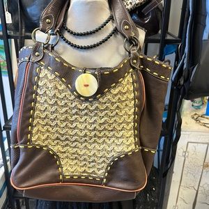Kate Landry Leather Woven  Handbag
